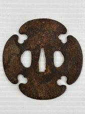 Japanese Antique Tsuba of Katana Samurai Sword Guard Iron Rare Design 75-A21