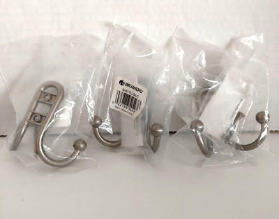 Lot 3 BRAINERD  Double Robe Hook  Satin Nickel Finish Ball End B46115J-SN-C