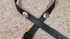 Dallas Cowboys Leather Mens Belt Black with Conchos Size 28 to 46 Silver
