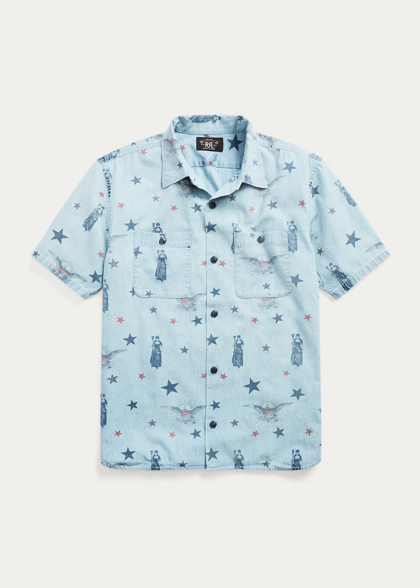 現行品 良品 RALPH LAUREN S コットンシャツ INDIGO Indigo Cotton-Linen Sateen Workshirt