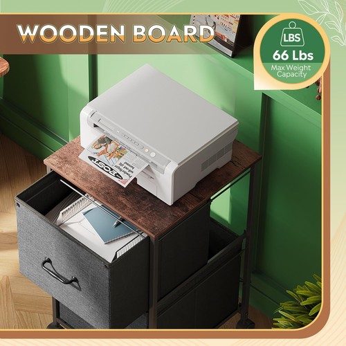 2 Drawer Mobile File Cabinet Rolling Printer Stand Fabric Vertical Filing Cabine - Picture 6 of 8
