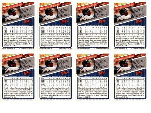 (8) 1993 Topps # 549 Hensley Meulens New York Yankees Card Lot - Picture 2 of 2