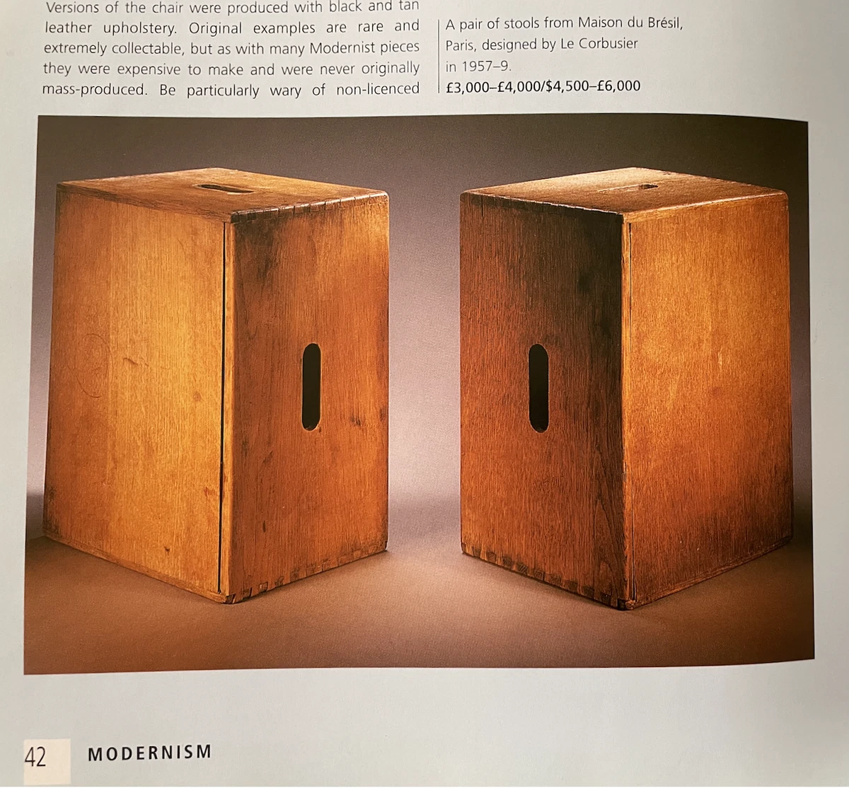 Antique Wooden Piece in the manner of Le Corbusier Stool Box