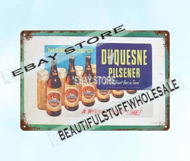 1950s Retro Pittsburgh Beer Stubbie Bottle Tin Sign for Bar Decor