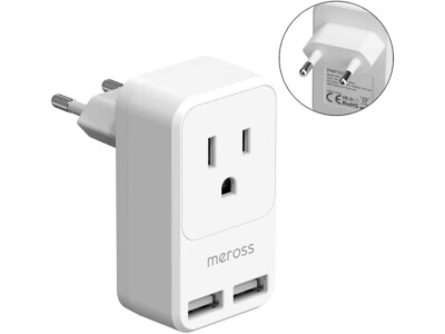 European Travel Plug Adapter, European Outlets Key Power Plug with 3 in 1 type C