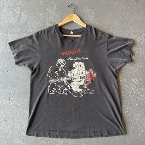 Vintage 80s D.R.I. Dirty Rotten Imbeciles Violent Pacification Band Shirt - Afbeelding 1 van 4