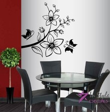 Vinyl Decal Flowers and Butterflies Floral Pattern Decor Room Wall Sticker 1495