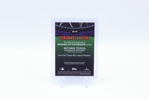 2023 MICHAEL TOGLIA AUTO (OPENING ACT) ROOKIE CARD (RC) | TOPPS BIG LEAGUE - Picture 2 of 2