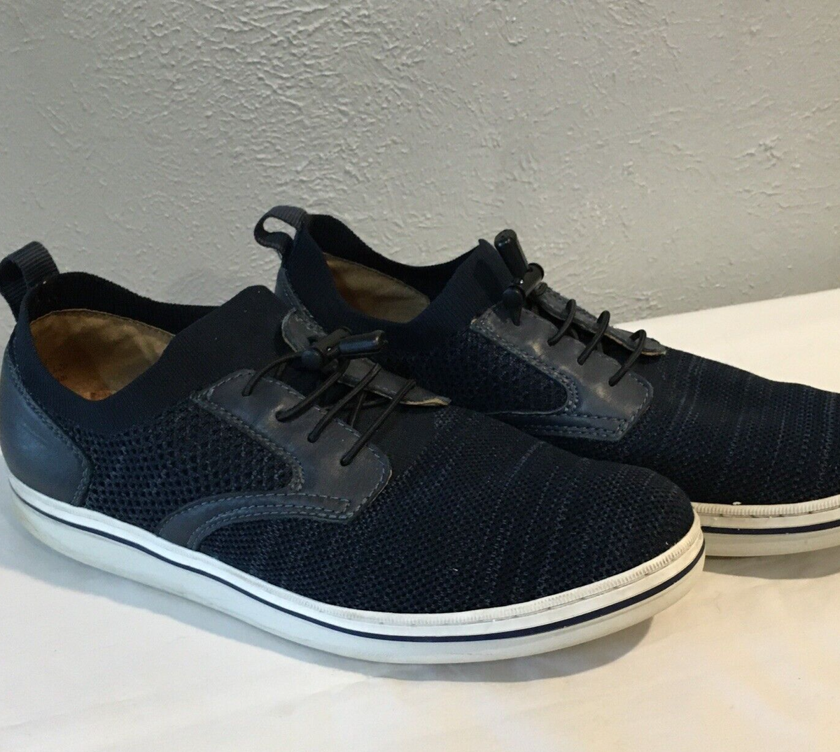 JOHNSTON & MURPHY TRENTON Size 11.5 M NAVY KNIT PLAIN TOE  display picture 3