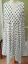 LADIES FAUX WRAP FRONT HANKY HEM SPOT PRINT DRESS SIZE 16 NEW (255) SALE
