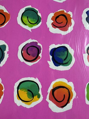 Vintage 90s Hallmark Wrapping Paper Gift Wrap Swirls Colorful Any Occasion 
