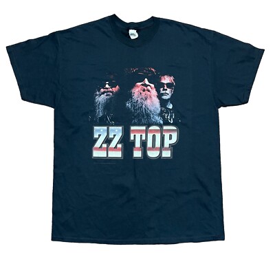 ZZ Top 2015 Tour Black T-Shirt Double Sided with Dates Men's XL