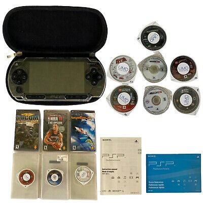 Sony PSP 1001 Black Handheld System Bundle w/ Manual, 13 Games, + Case