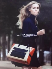 LANCEL BAG Lady Designer Fashion Handbag Purse Print Ad/ Brown & Black & White