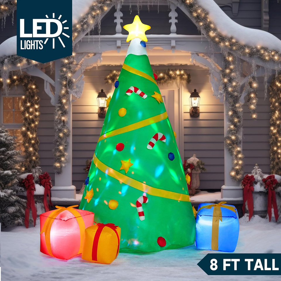 8 FT Christmas Inflatable Tree Decoration, Lighted Giant Christmas Tree