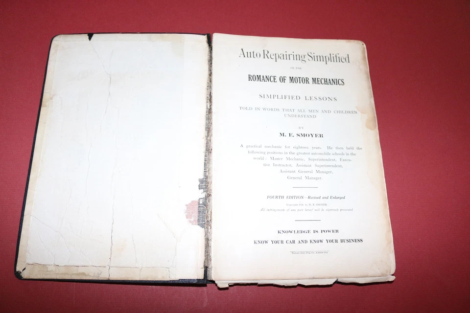 1918 Auto (Automobile) Repairing Simplified book by M.E. Smoyer RARE BOOK 4th ed - Image 2 of 4