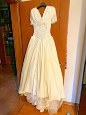 SILK SATIN WEDDING DRESS - Size 38/40 - PRACTICALLY NEW - WHITE