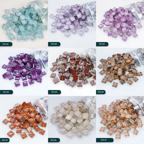 1100pcs Carré Cristal Mosaïque Tuile Patch Deocr Fournitures Vitrail DIY Craft - Afbeelding 31 van 41