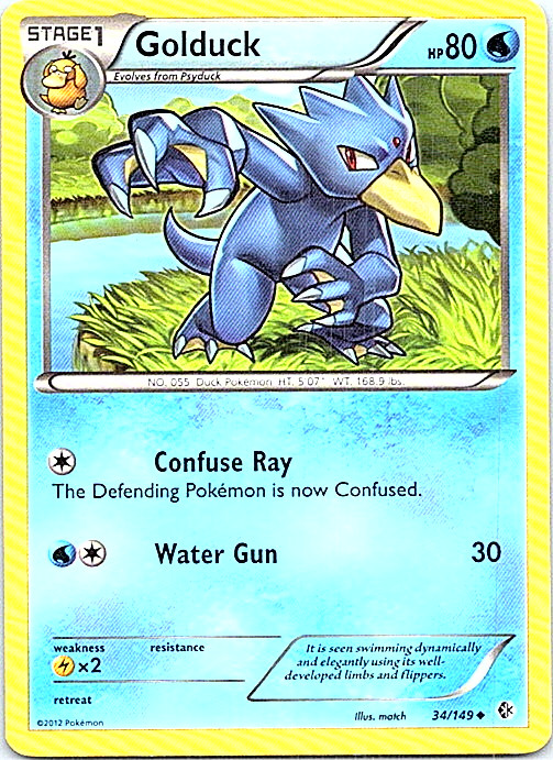 Golduck 34/149 Pokemon Black & White Boundaries Crossed Light Play