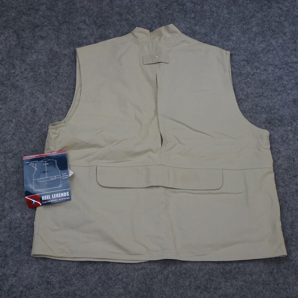 Gilet Reel Legends homme pêche moyenne sportif beige kaki poches sans