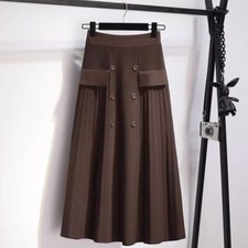 Wowen Knitted Skirt Midi Skirt Pleated Skirt Evening Dress Warm