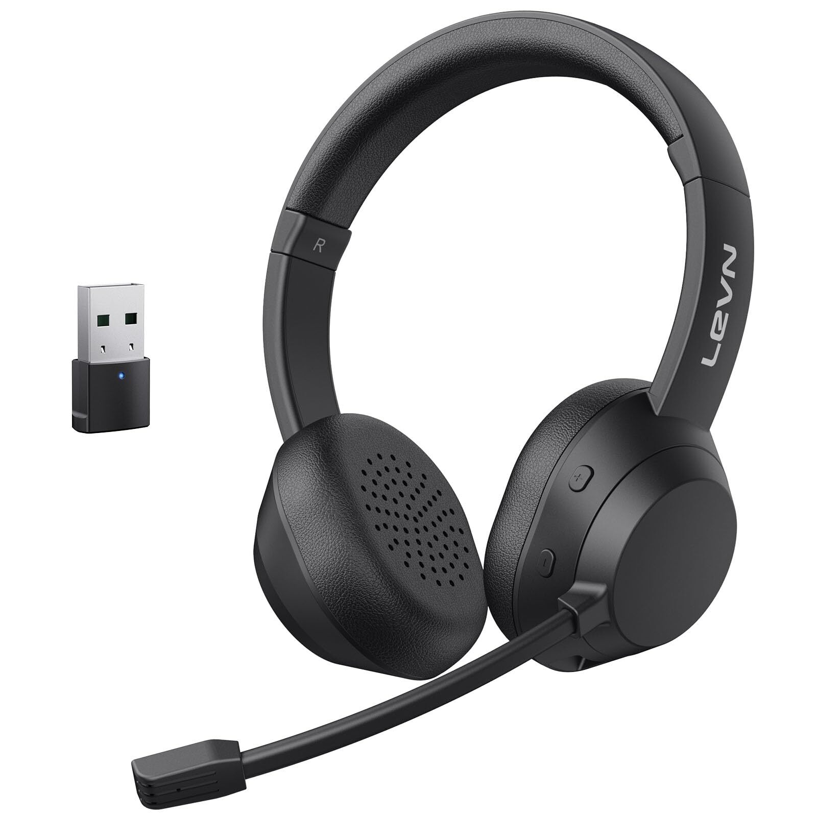 Wireless Headset, Wireless Headset with Mic for Work(Noise Cancelling), 65 Ho...
