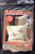 1985 National Yarn Crafts LasettaPlus Kit L50 "Butterfly Pillow" No Knit/Crochet