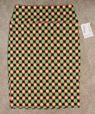New LuLaRoe Medium Cassie Skirt Straight Pencil Geometric Circles Bright Colors