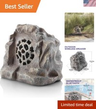 Waterproof Bluetooth Solar-Powered Outdoor Wireless Rock Speaker, Gray
