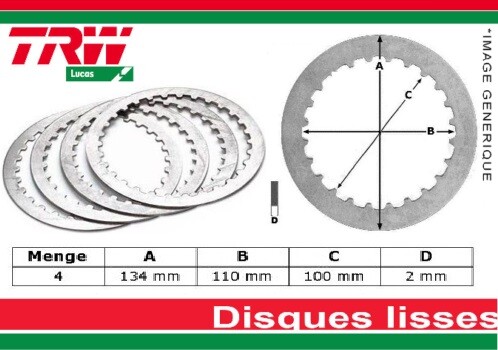 Disques Lisses d'Embrayage pour Moto Yamaha XV 250 Virago Qualité Origine Standard