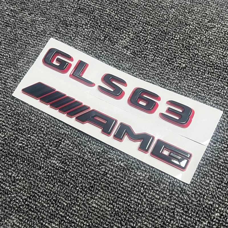 Juego de 2 pegatinas emblema GLS63 AMG negro brillante rojo para Mercedes Benz GLS63 Foto 3 de 3