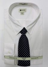 Haggar Men's Solid White Dress Shirt with Neck Tie Box Set 2XL 18-18.5 34/35