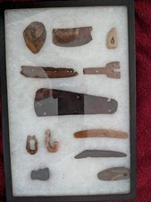 Vintage Alaskan Native Artifacts and tools In Case