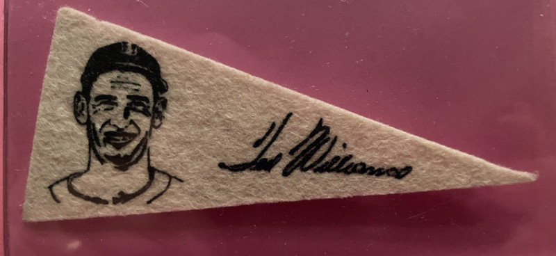 TED  WILLIAMS  1950  AMERICAN  NUT  AND  CHOCOLATE  MINI PENNANT " RED SOX "