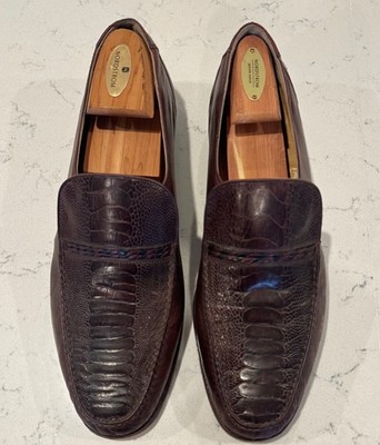 Vintage Bally Ostrich Leg Leather Loafers -Rare- Size 10.5 in dark brown