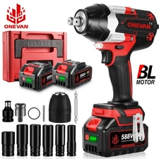 1800Nm Cordless Electric Impact Wrench Gun 1/2'' Power Driver with Batterie Case