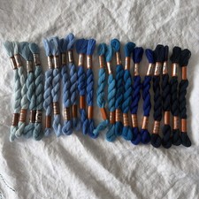 DMC Laine Medicis Wool Embroidery Floss mixed blues 20 pc lot France vintage 
