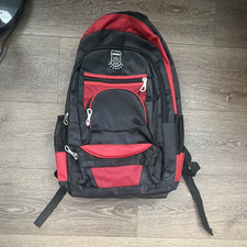 Black Red Colorblock Backpack Zip Closure Multi Pockets Adjustable Straps