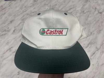 Vintage Castrol Oil Hat White Green Snap Back Cap Luna Basics Adjustable Racing