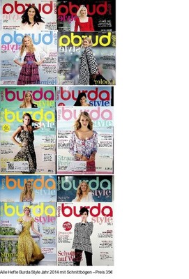 Burda style Komplettausgabe 2014, 12 Hefte  inklusive Schnittmuster, Modemagazin