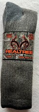 2 Pair Gray Brown Black Trim REALTREE MERINO WOOL BOOT SOCKS Size Large 9-13
