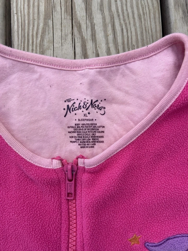 Nick & Nora One Piece Pink Pajamas PJ Size XL Owl Feet Footed Hoot Footie - Image 3 of 4