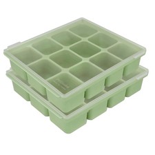 Baby Food Storage Silicone Cubes with Clip-On Lid Freezer Tray Baby Food Soup...
