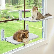 2PC Cat Window Perch Cordless Foldable Cat Hammock Bed for Window with Metal ...