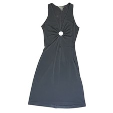 Vintage Bebe Black O-Ring Cutout Mini Dress, Y2K Bodycon - Size XS