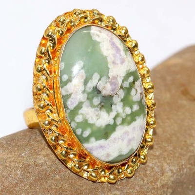 Peace Jade Golden Plated Ring US 7 Daily Wear Gift Fresh Stock Deal JW