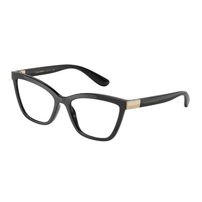 Dolce & Gabbana DG 5076 501 Black Plastic & Metal Cat-Eye Eyeglasses 55mm