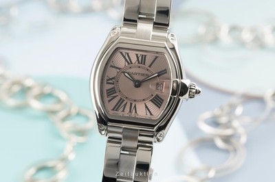 Cartier Roadster Pink Dial Edelstahl Quarz Damenuhr Ref. W62017V3 2675