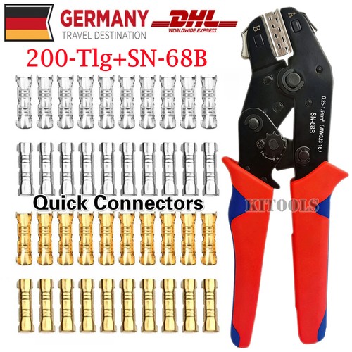 200x Crimp Kabelverbinder Klemme unisoliert blank Messing Stoßverbinder Auto Car - Bild 1 von 16