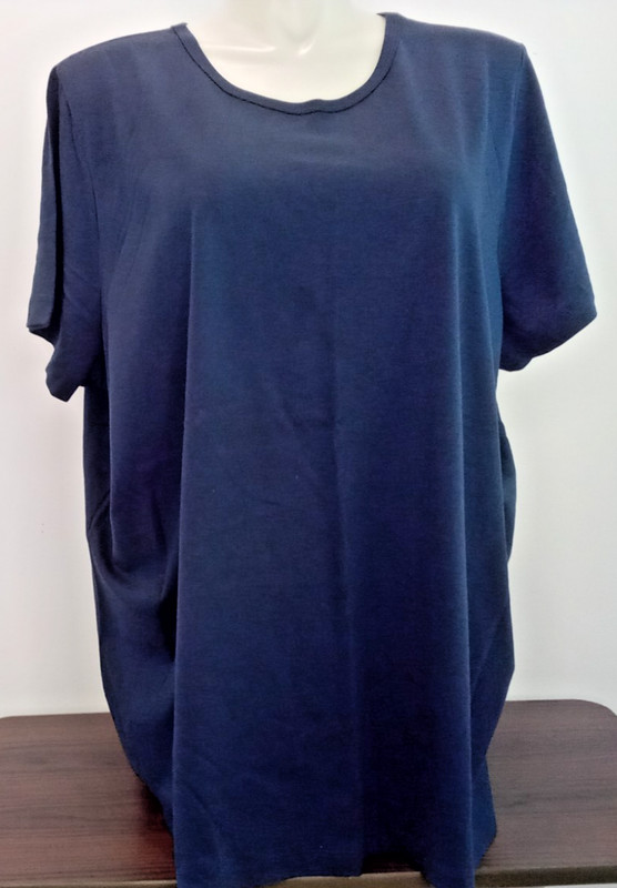 Woman Within Blue Short-Sleeve Tee 3X 30/32 Plus Size Relaxed Fit Lightweight Co